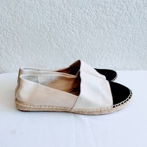 Tory Burch Two-Tone Espadrille Flats in Black and Cream